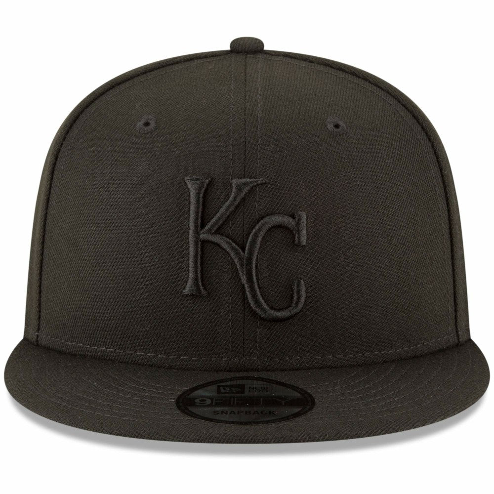Kansas City Royals Black on Black 9FIFTY Team Snapback Adjustable Hat Black | New Era