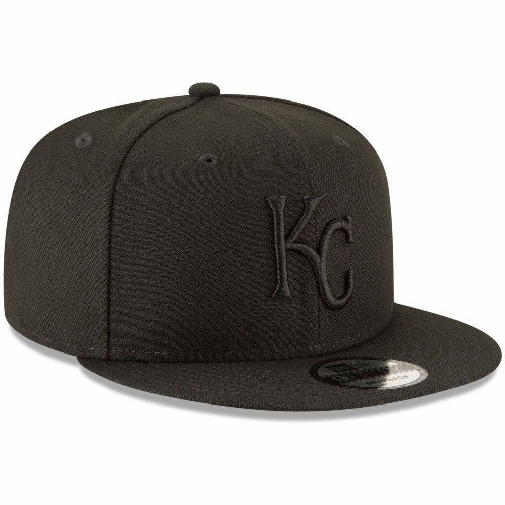 Kansas City Royals Black on Black 9FIFTY Team Snapback Adjustable Hat Black | New Era