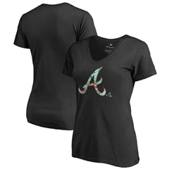 Atlanta Braves Women's Lovely V-Neck T-Shirt Black