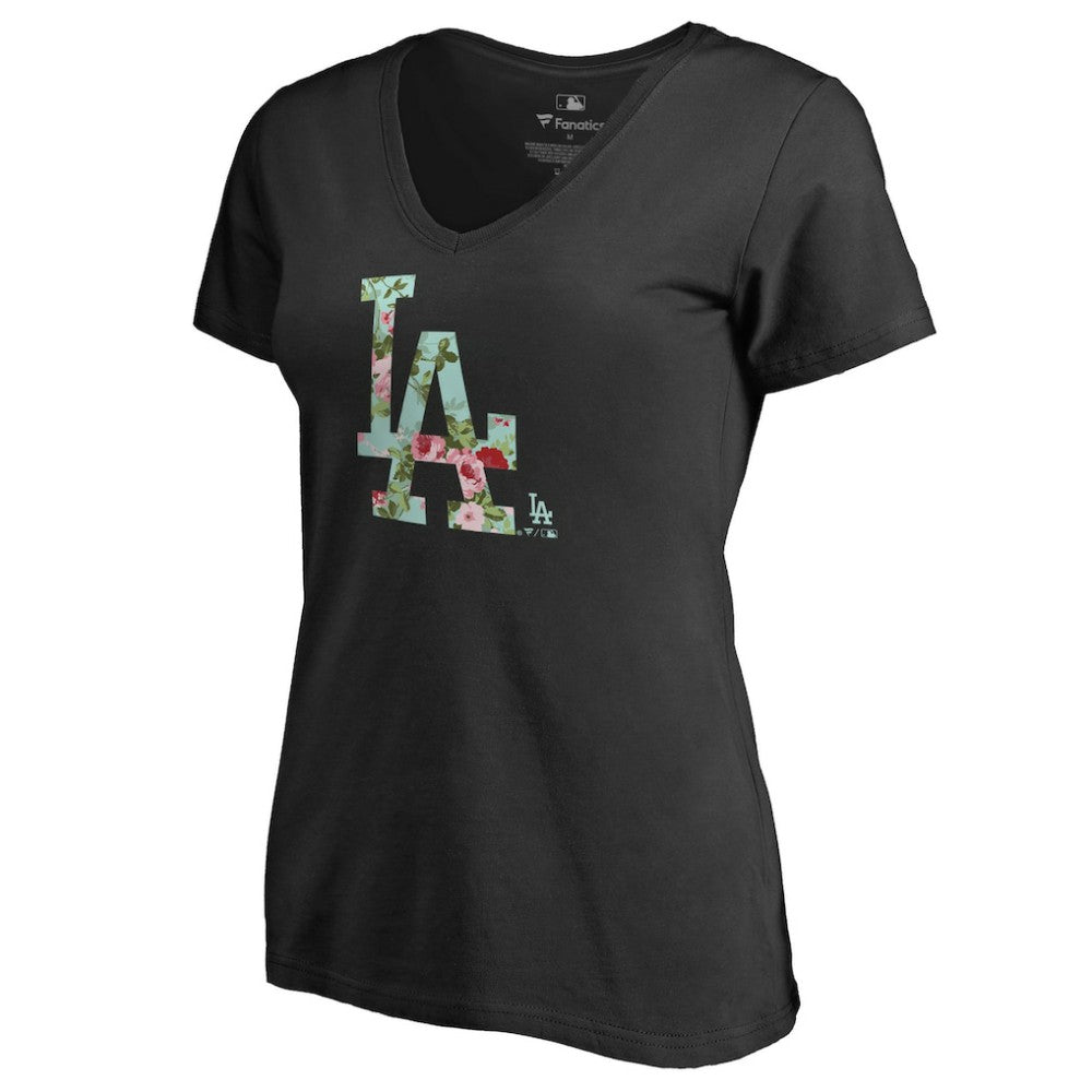 Los Angeles Dodgers Women's Lovely V-Neck T-Shirt Black