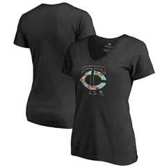Minnesota Twins Women's Lovely V-Neck T-Shirt Black