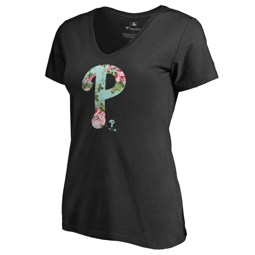 Philadelphia Phillies Women's Lovely V-Neck T-Shirt Black