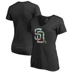 San Diego Padres Women's Lovely V-Neck T-Shirt Black