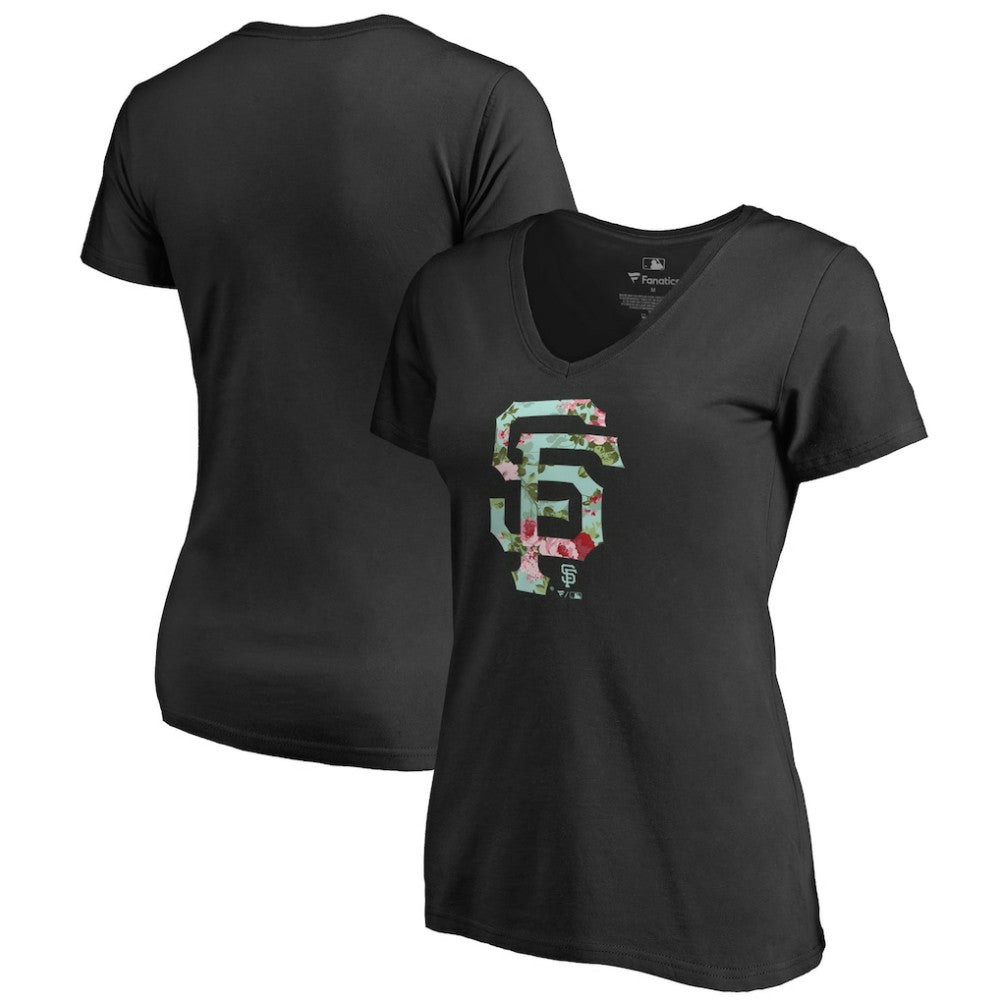 San Francisco Giants Women's Lovely V-Neck T-Shirt Black