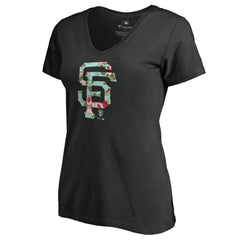 San Francisco Giants Women's Lovely V-Neck T-Shirt Black