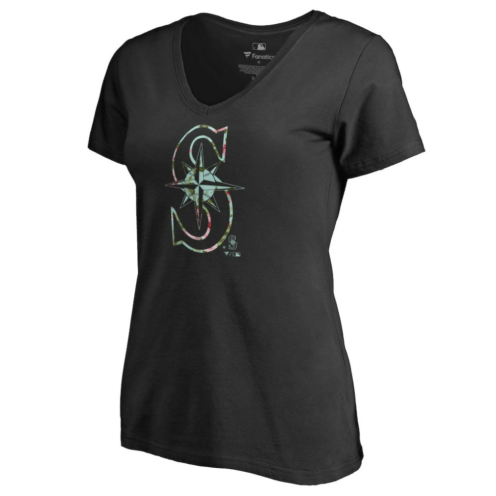 Seattle Mariners Women's Lovely V-Neck T-Shirt Black
