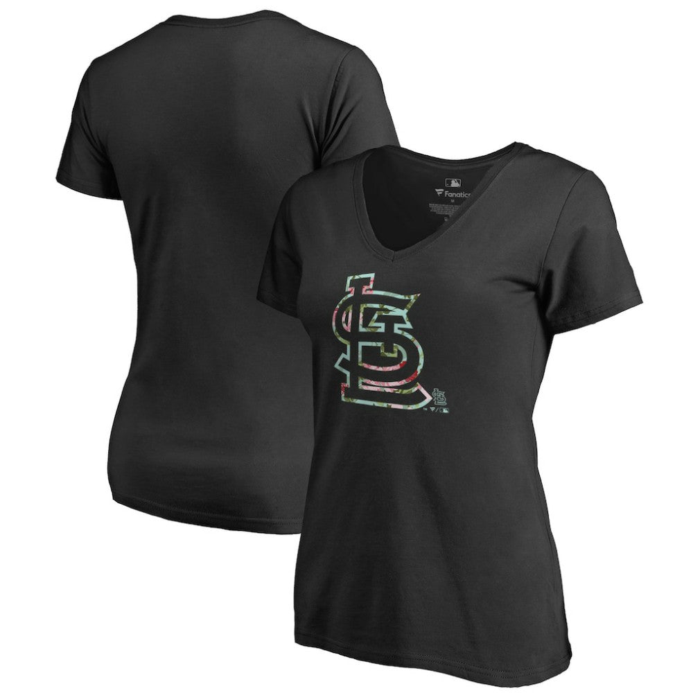 St. Louis Cardinals Women's Lovely V-Neck T-Shirt Black
