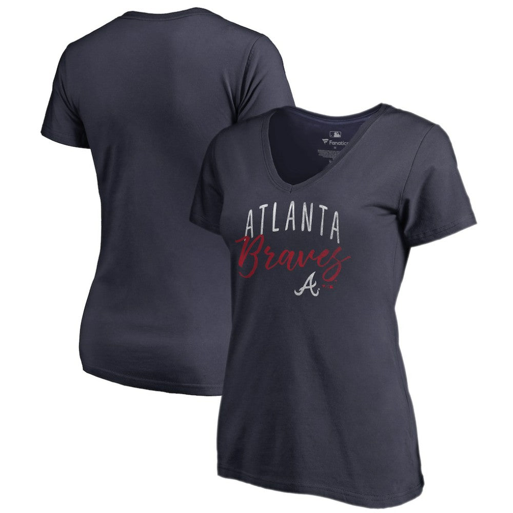 Atlanta Braves Women's Graceful V-Neck T-Shirt Navy