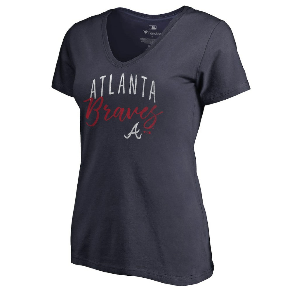 Atlanta Braves Women's Graceful V-Neck T-Shirt Navy