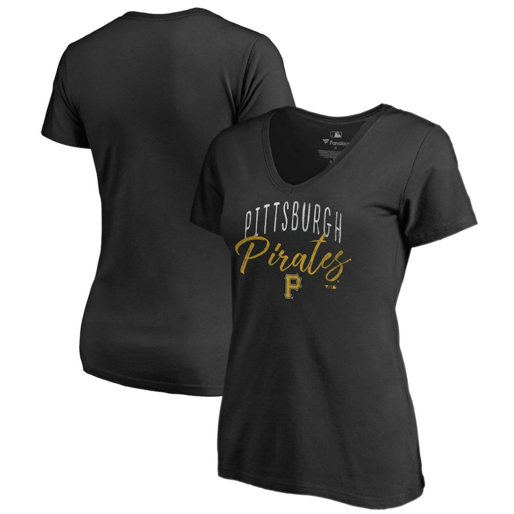 Pittsburgh Pirates Women's Graceful V-Neck T-Shirt Black