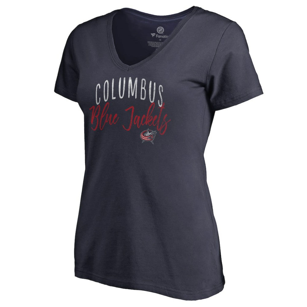 Columbus Blue Jackets Women's Graceful V-Neck T-Shirt Navy