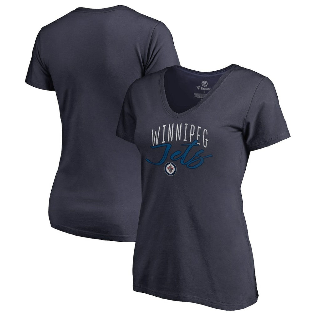 Winnipeg Jets Women's Graceful V-Neck T-Shirt Navy