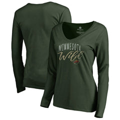 Minnesota Wild Women's Graceful Long Sleeve V-Neck T-Shirt Green