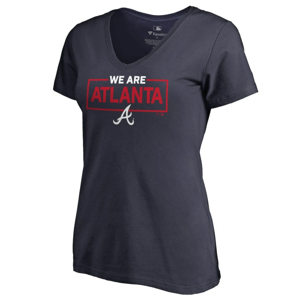 Atlanta Braves Women's We Are Icon V-Neck T-Shirt Navy