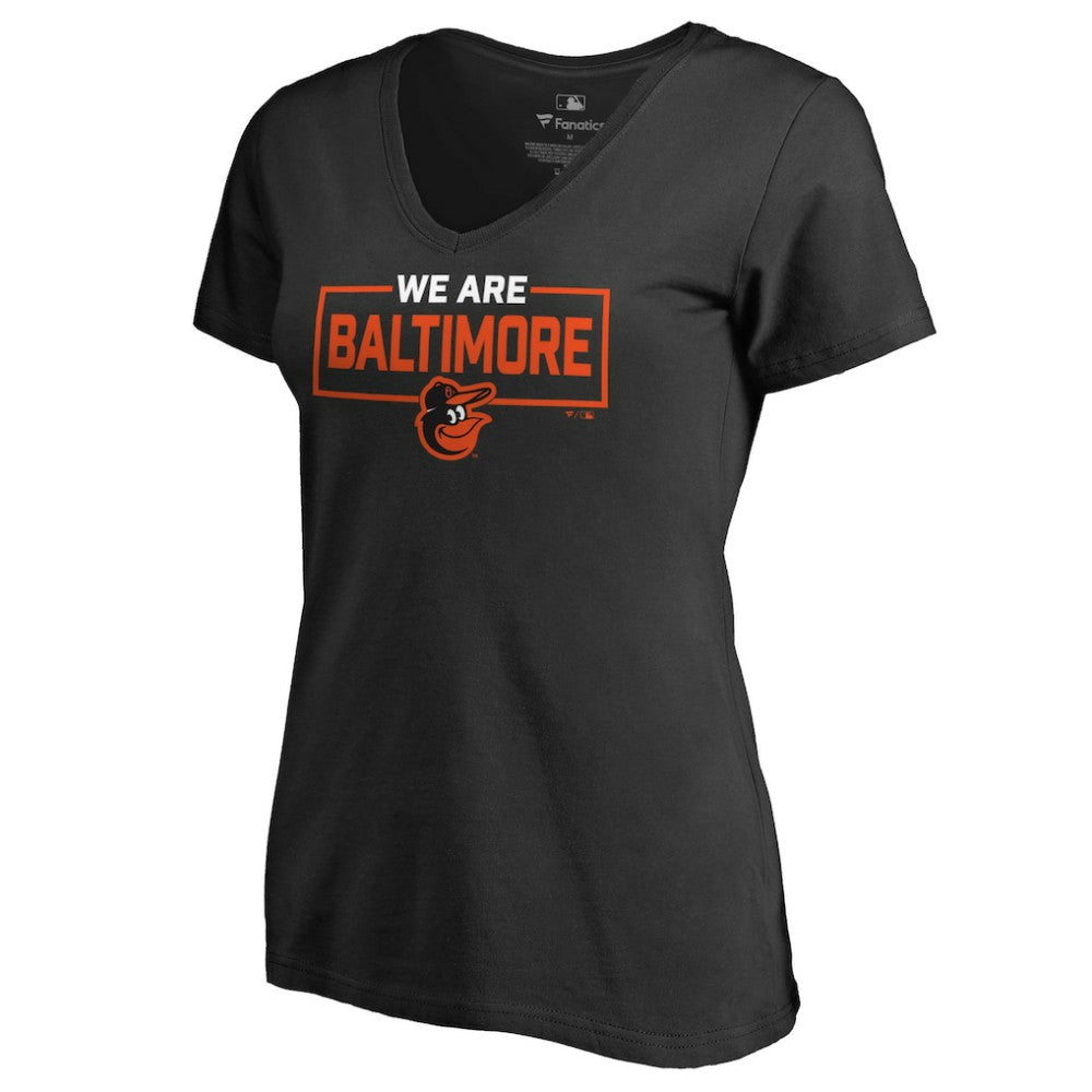 Baltimore Orioles Women's We Are Icon V-Neck T-Shirt Black