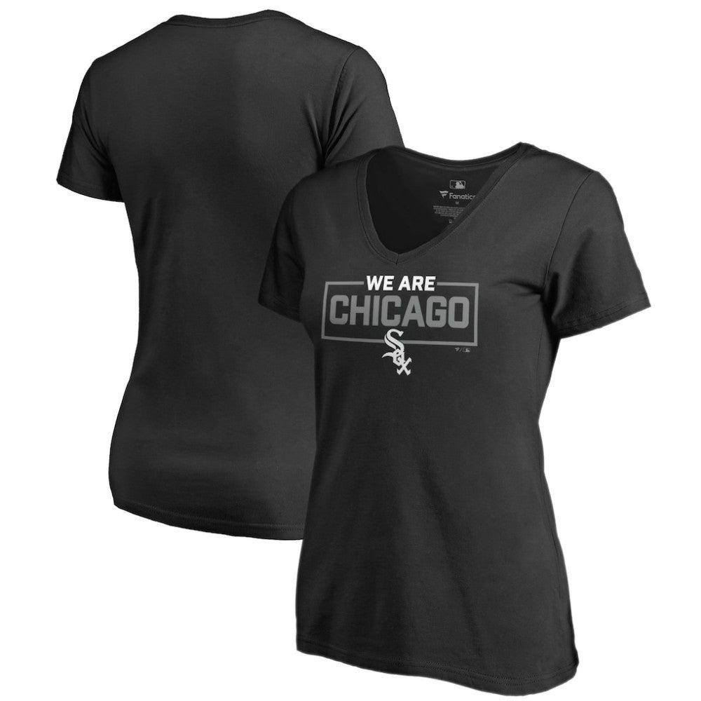 Chicago White Sox Women's We Are Icon V-Neck T-Shirt Black