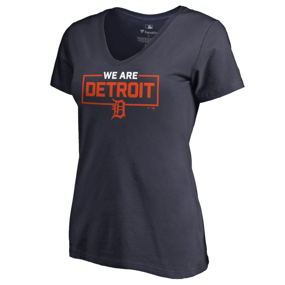 Detroit Tigers Women's We Are Icon V-Neck T-Shirt Navy
