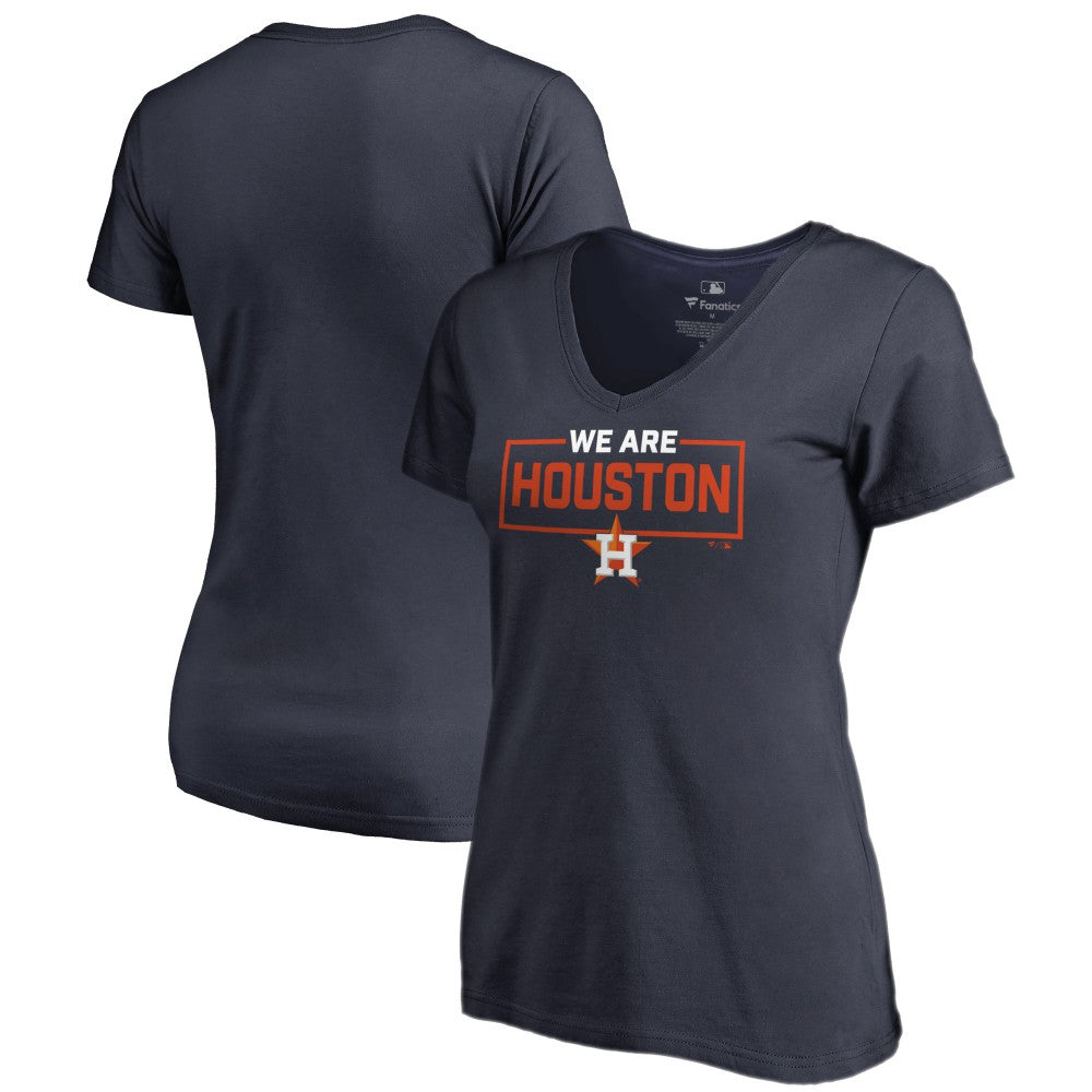 Houston Astros Women's We Are Icon V-Neck T-Shirt Navy