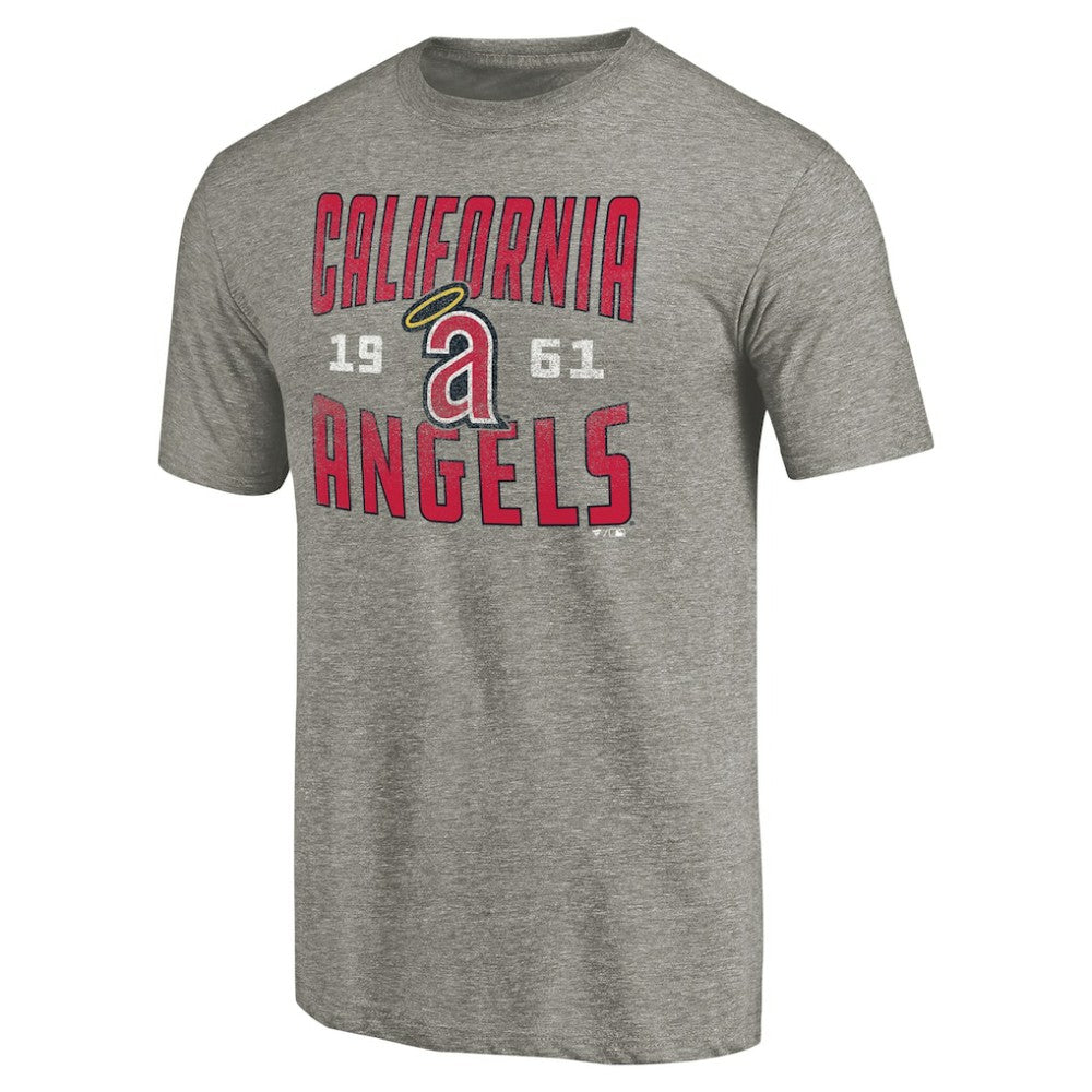 California Angels Cooperstown Collection Vintage Antique Stack Tri-Blend T-Shirt Gray