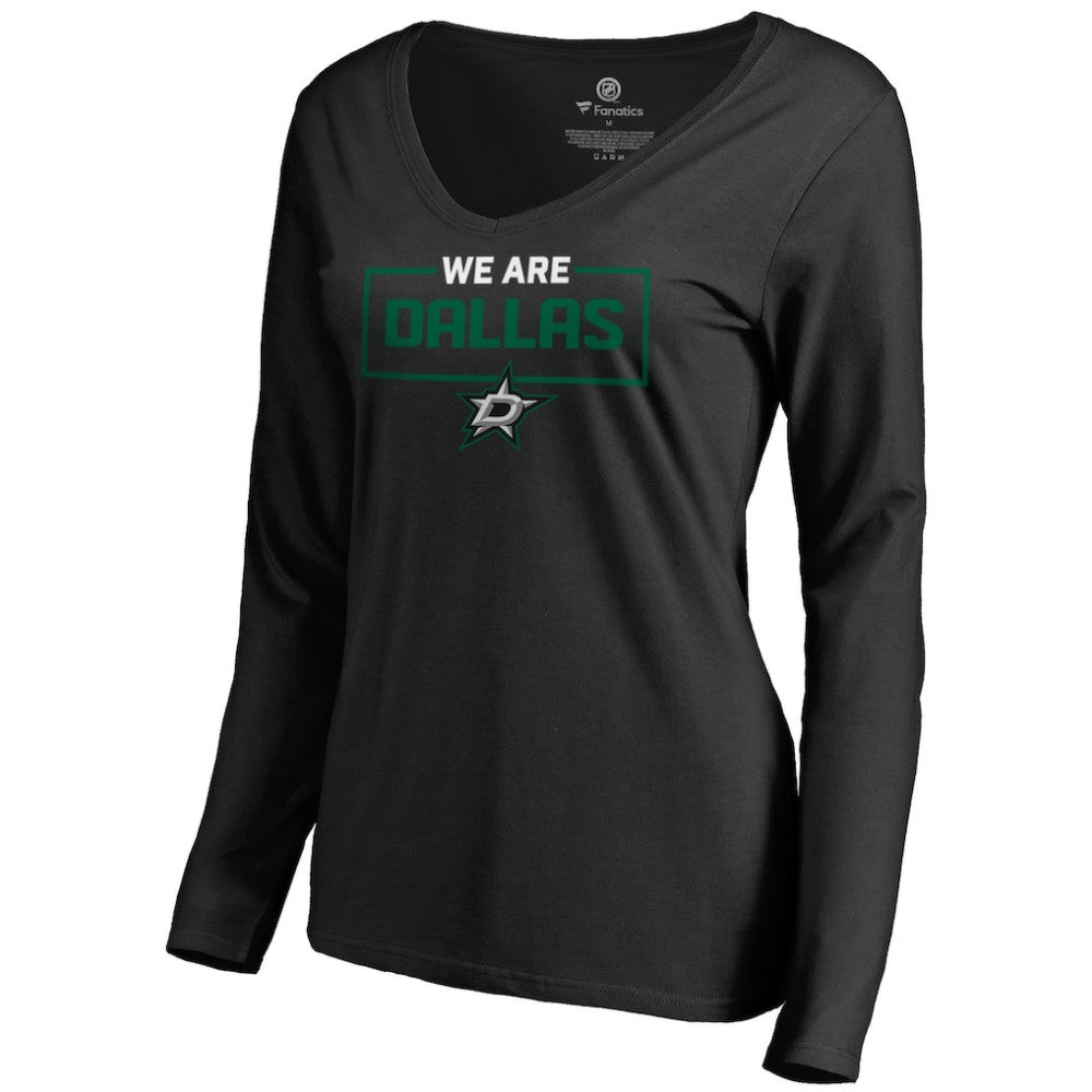 Dallas Stars Women's Iconic Collection We Are Long Sleeve V-Neck T-Shirt Black