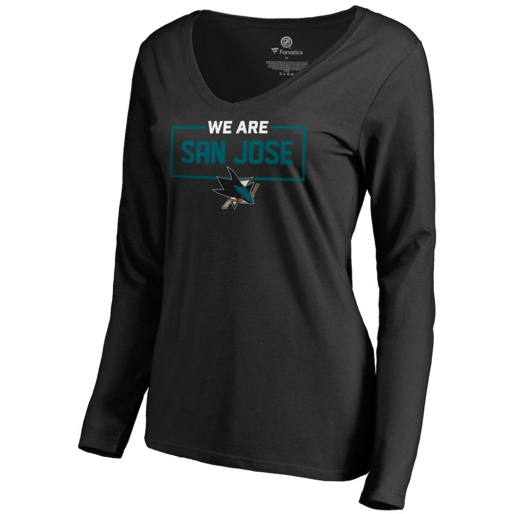 San Jose Sharks Women's Iconic Collection We Are Long Sleeve V-Neck T-Shirt Black