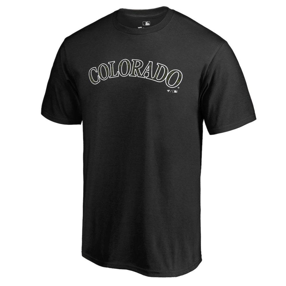 Colorado Rockies Armed Forces Wordmark T-Shirt Black