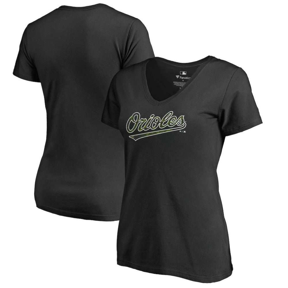Baltimore Orioles Women's Armed Forces Wordmark T-Shirt Black