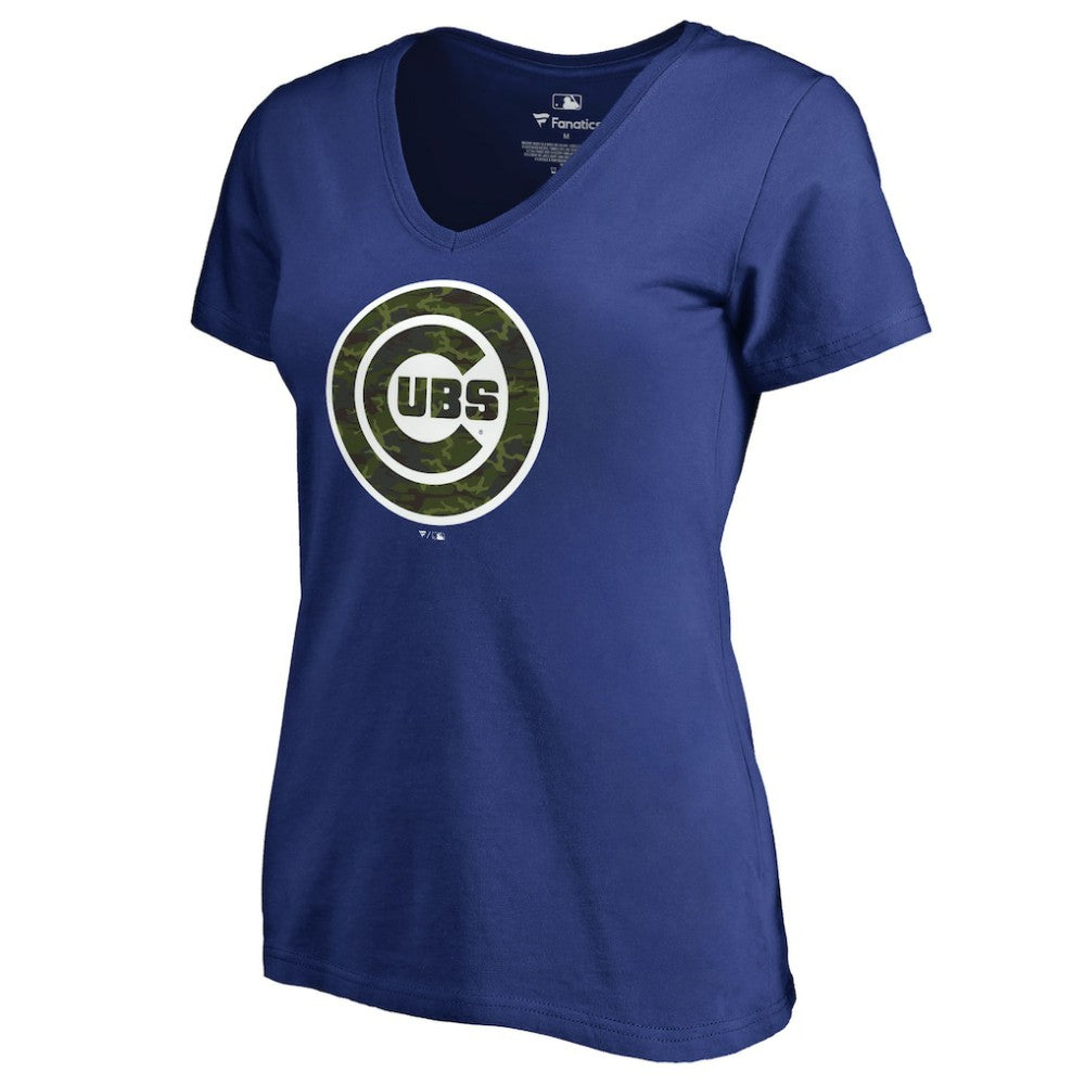 Chicago Cubs Women's Armed Forces Wordmark T-Shirt Royal