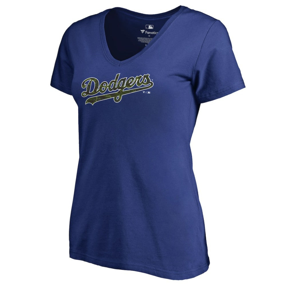 Los Angeles Dodgers Women's Armed Forces Wordmark T-Shirt Royal