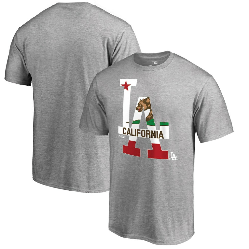 Los Angeles Dodgers Hometown Collection Cali Flag T-Shirt Heathered Gray