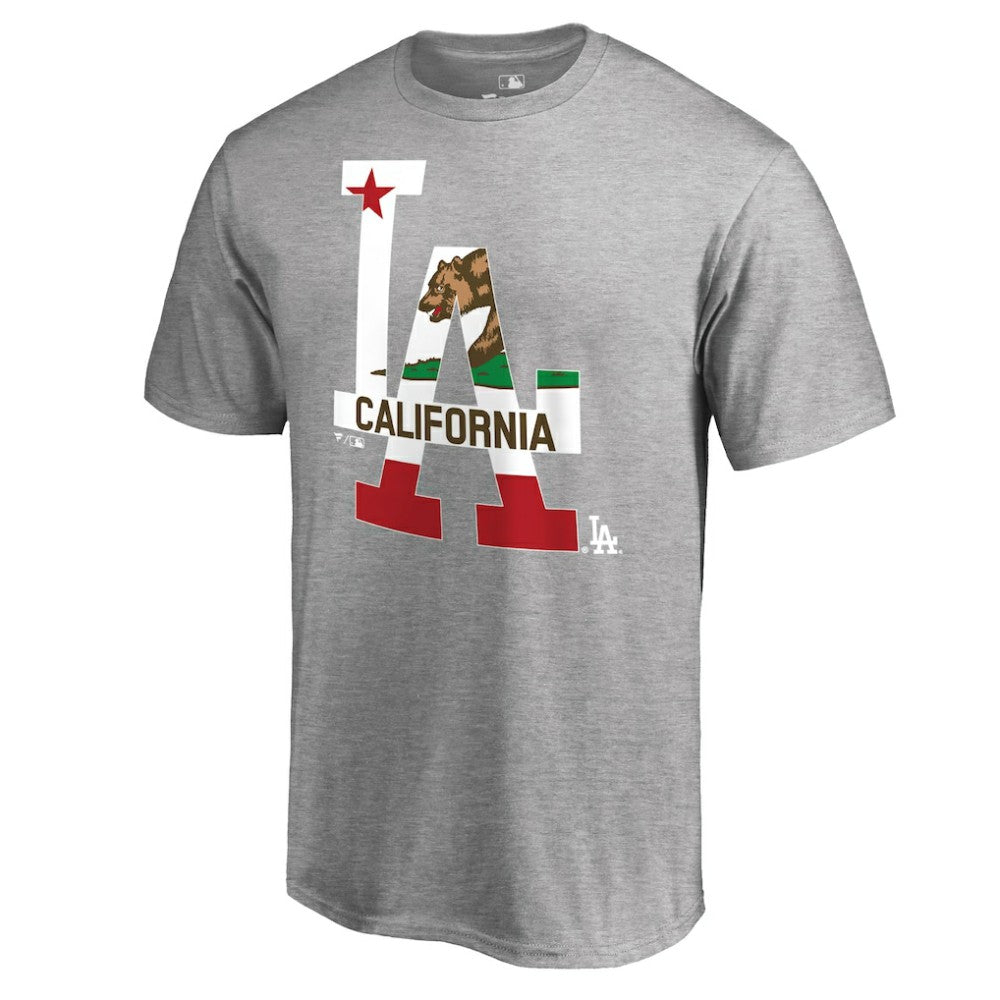 Los Angeles Dodgers Hometown Collection Cali Flag T-Shirt Heathered Gray