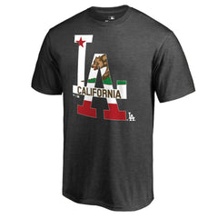 Los Angeles Dodgers Hometown Collection Cali Flag T-Shirt Heathered Charcoal