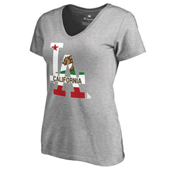 Los Angeles Dodgers Women's Hometown Collection Cali Flag T-Shirt Heathered Gray