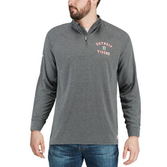 Detroit Tigers Stitches Team Raglan Quarter-Zip Pullover Jacket Heathered Charcoal