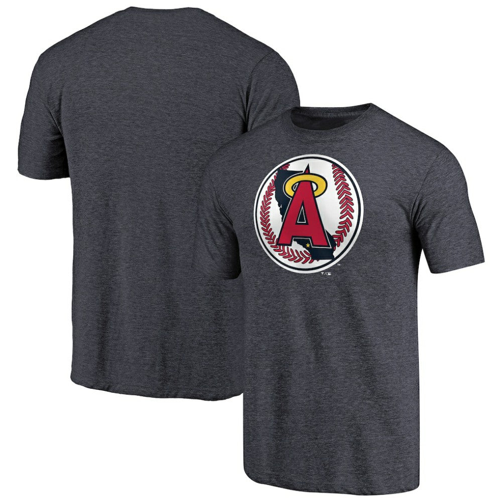 California Angels Cooperstown Collection Forbes Tri-Blend T-Shirt Heathered Navy
