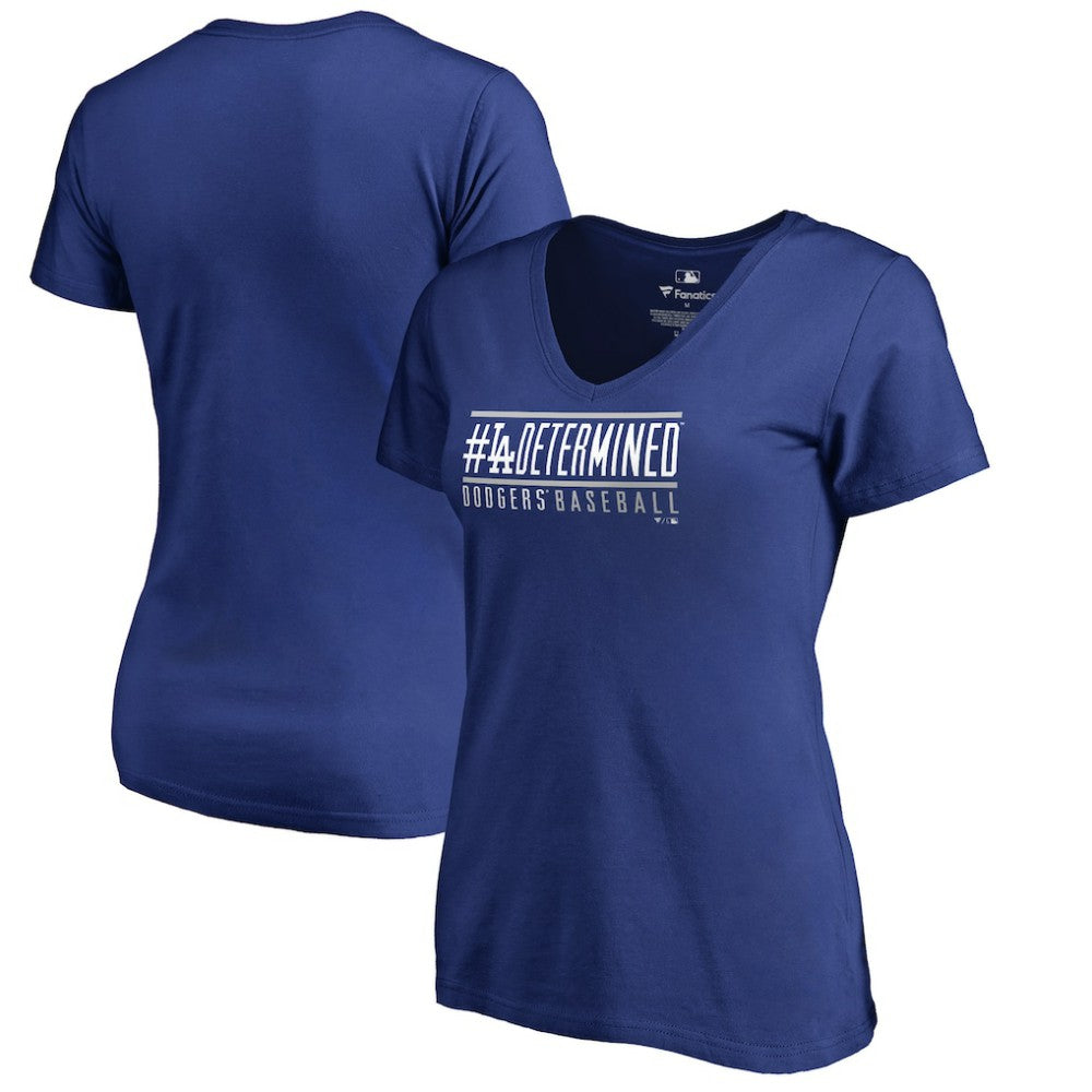 Los Angeles Dodgers Women's Hometown Collection Determined V-Neck T-Shirt Royal