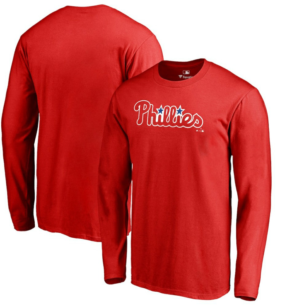 Philadelphia Phillies Team Wordmark Long Sleeve T-Shirt Red