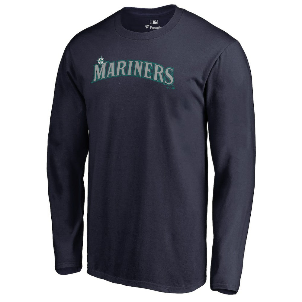 Seattle Mariners Team Wordmark Long Sleeve T-Shirt Navy