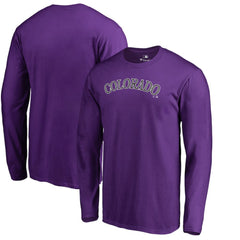 Colorado Rockies Team Wordmark Long Sleeve T-Shirt Purple