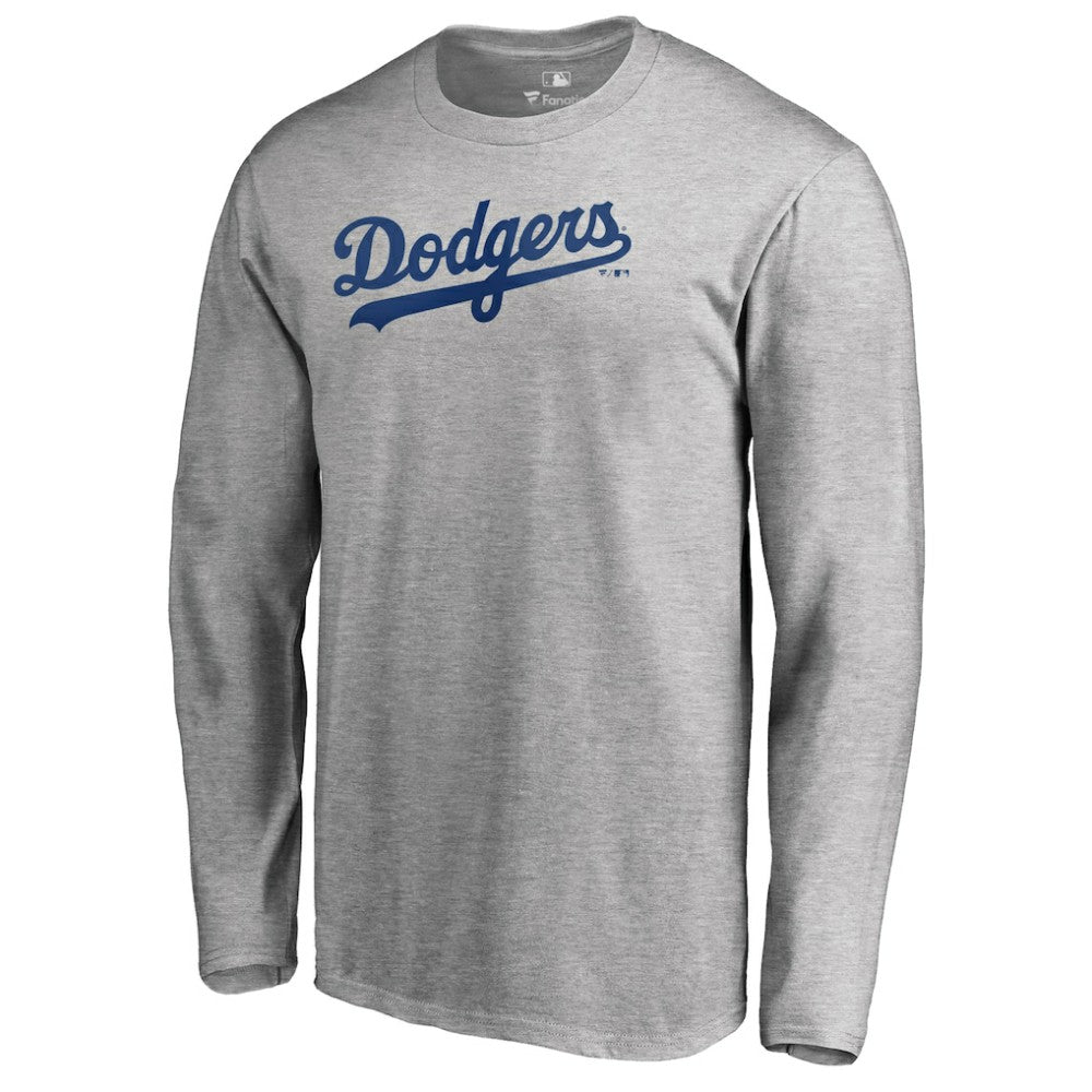 Los Angeles Dodgers Team Wordmark Long Sleeve T-Shirt Heathered Gray