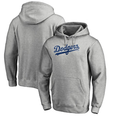 Los Angeles Dodgers Official Wordmark Fitted Pullover Hoodie Heather Gray