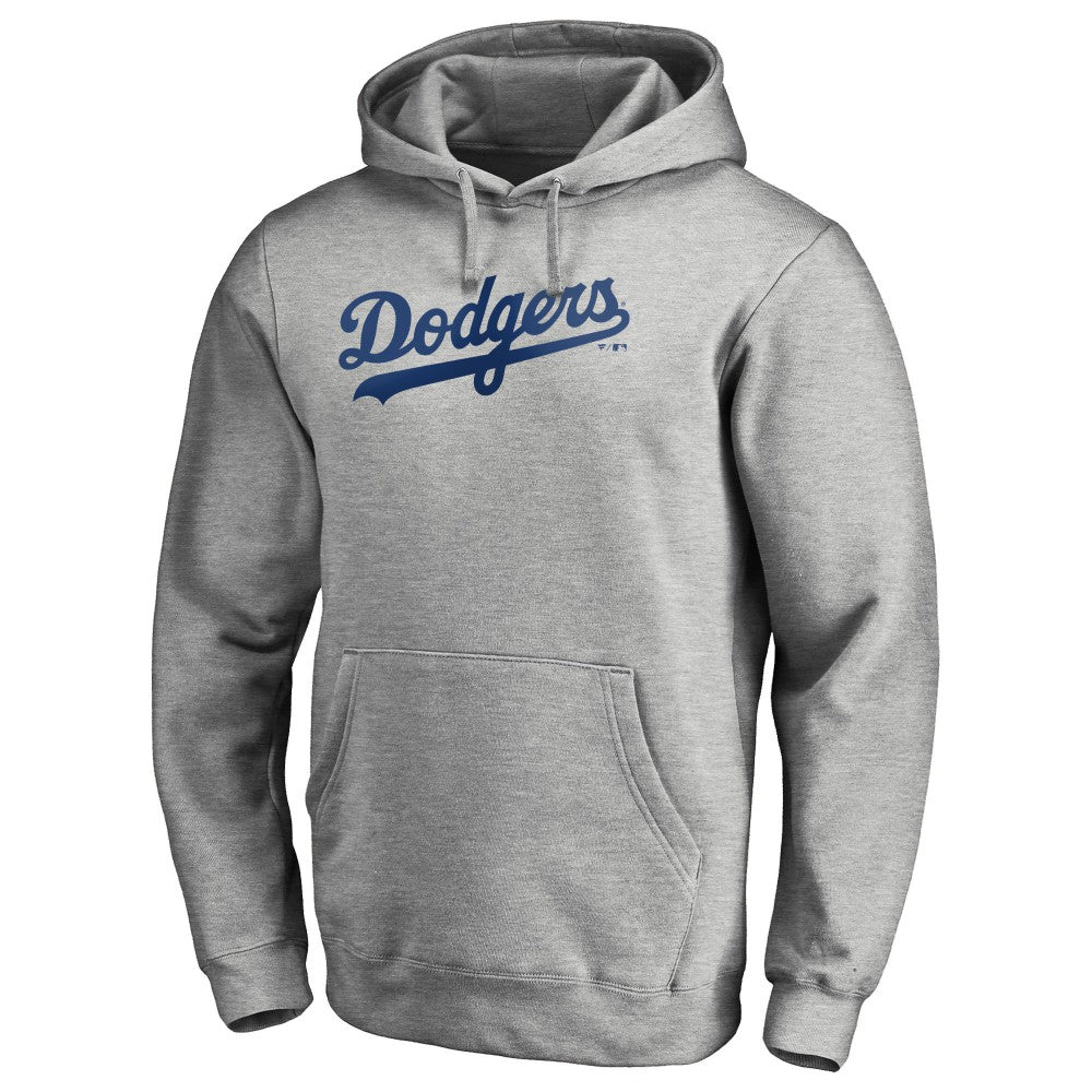 Los Angeles Dodgers Official Wordmark Fitted Pullover Hoodie Heather Gray