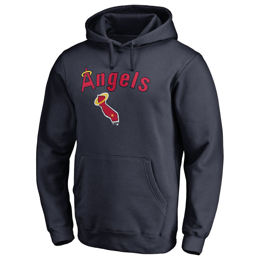 Los Angeles Angels Vintage Cooperstown Collection Wahconah Fitted Pullover Hoodie Navy