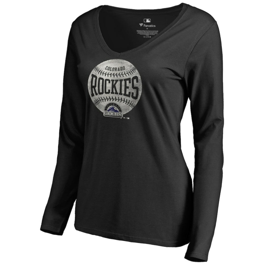 Colorado Rockies Women's Cooperstown Collection Slider Long Sleeve V-Neck T-Shirt Black