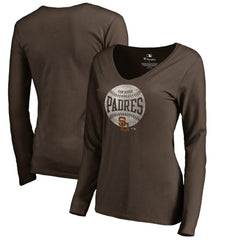 San Diego Padres Women's Cooperstown Collection Slider Long Sleeve V-Neck T-Shirt Brown