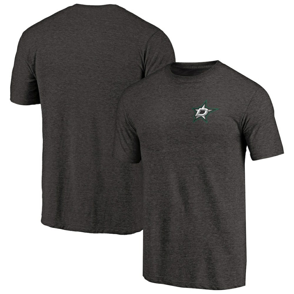 Dallas Stars Primary Logo Left Chest Distressed Tri-Blend T-Shirt Black