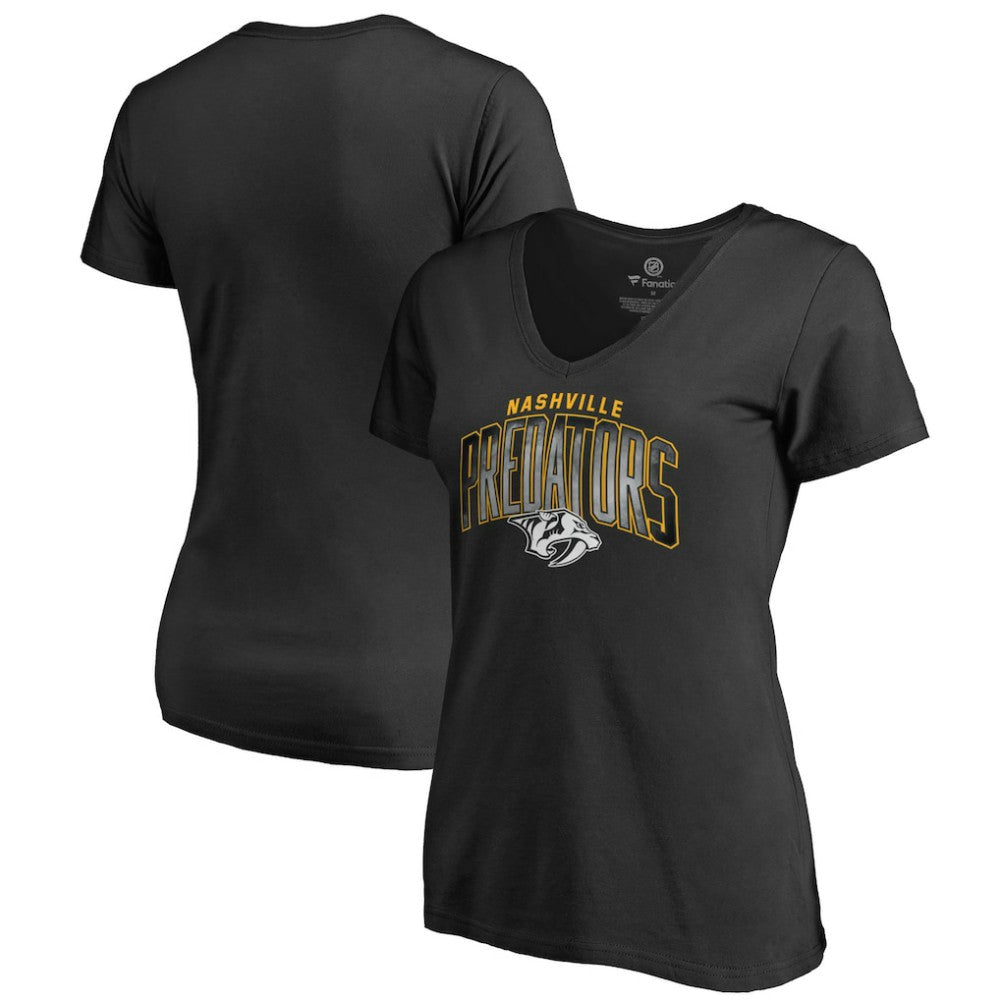 Nashville Predators Women's Arch Smoke V-Neck T-Shirt Black