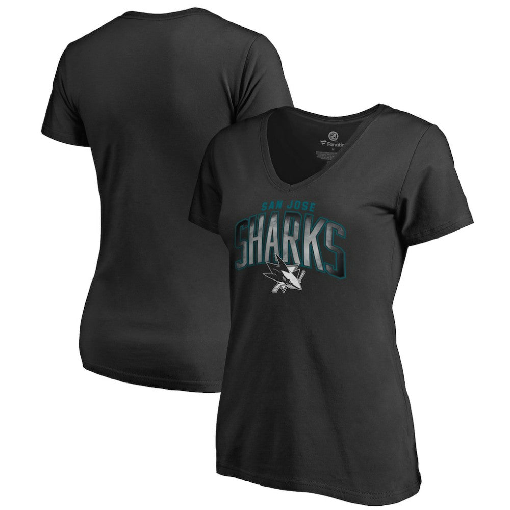 San Jose Sharks Women's Arch Smoke V-Neck T-Shirt Black