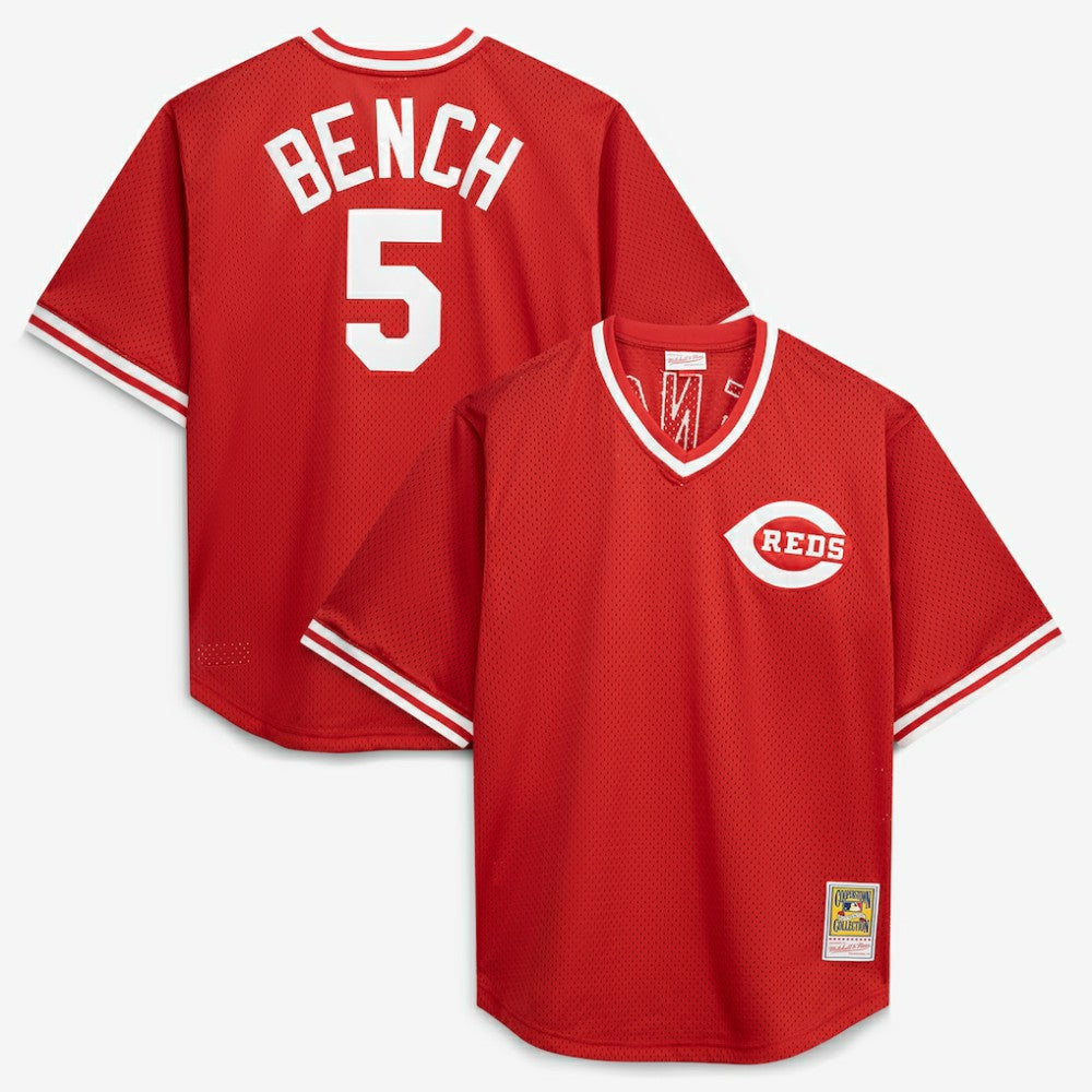Johnny Bench Cincinnati Reds Cooperstown Collection Big & Tall Mesh Batting Practice Jersey Red | Mitchell & Ness