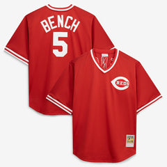 Johnny Bench Cincinnati Reds Cooperstown Collection Big & Tall Mesh Batting Practice Jersey Red | Mitchell & Ness